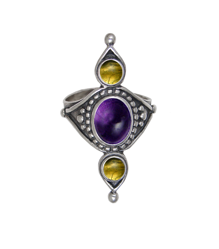 Sterling Silver Royal Ring With Amethyst Size 10